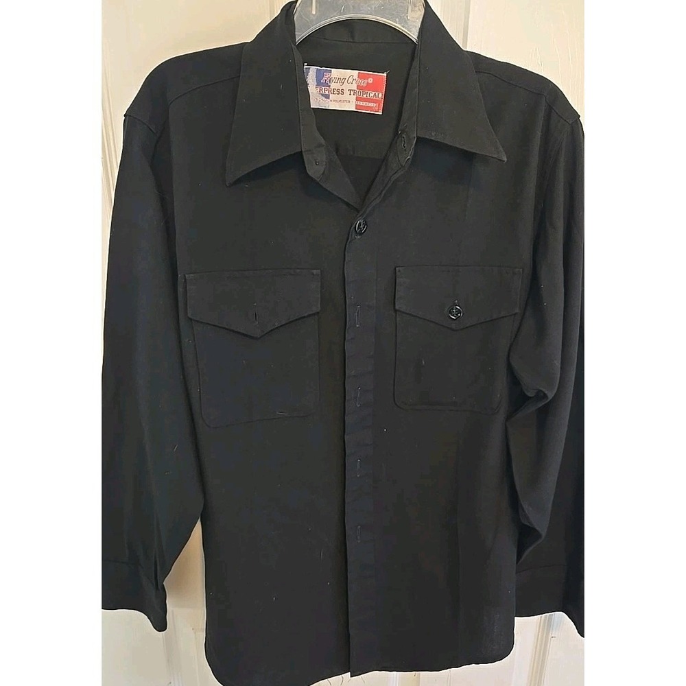 Vintage Flying Cross Black Uniform Shirt Men's L Express Tropical Workwear PICS
